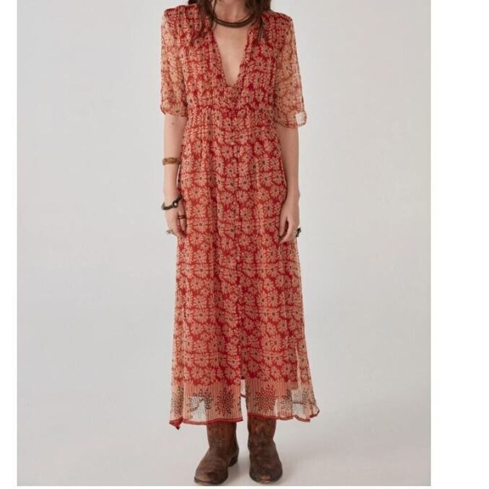 NEW Maison Hotel Sz S Celine Dress Las Dalias Floral Button Down